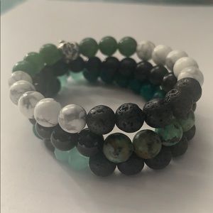 Gemstone Diffuser Bracelet Stack of 3 Lava Rock - In Excellent Condition